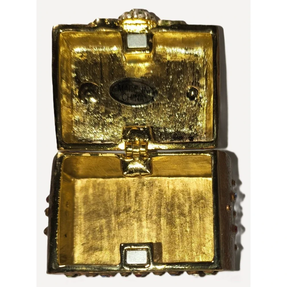 Trinket‎ Rhinestone Purse Collectible, Gold-tone, 2 x 1.5 x 1.5